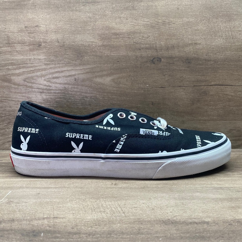 Rare Supreme Playboy Vans Authentic Pro Low Mens 9 Black FW 2013 Streetwear Mint - Picture 8 of 13